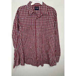 Wrangler Men’s Red Checkered Long Sleeve Button Up Shirt Size XXL